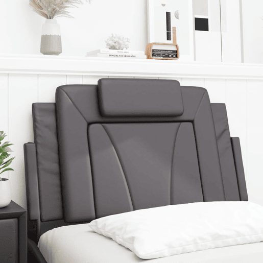 Almofadão de Cabeceira - Cabeceira de cama 90 cm couro artificial cinzento