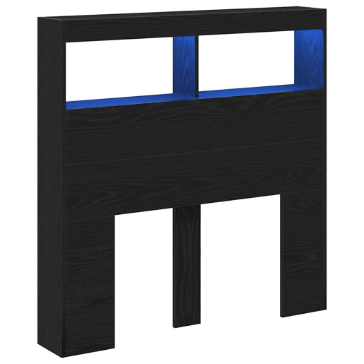 Armário Cabeceira - Cabeceira de cama c luzes LED 100x17x102 cm carvalho preto