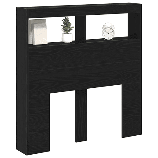 Armário Cabeceira - Cabeceira de cama c luzes LED 100x17x102 cm carvalho preto