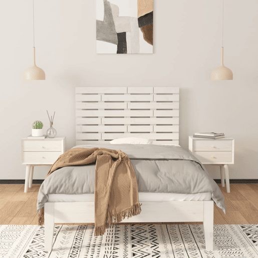 Cabeceira - Cabeceira de cama de parede 96x3x63 cm madeira de pinho maciça branco