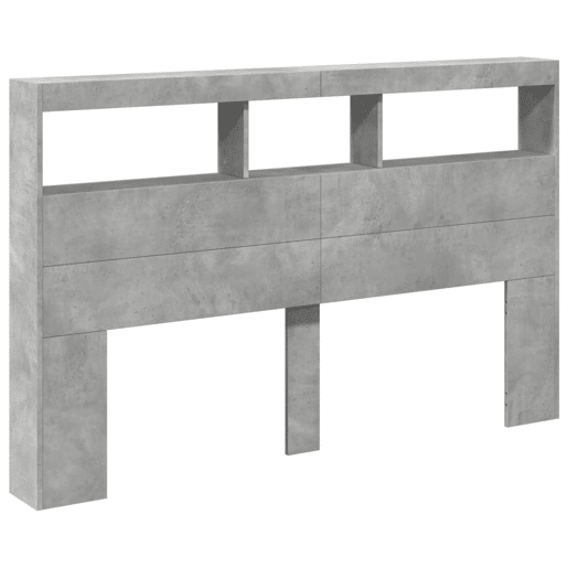 Armário de Cabeceira - Cabeceira de cama c luzes LED 160x17x102cm cinzento cimento