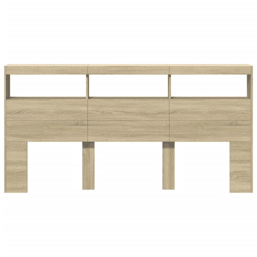 Armário de Cabeceira - Cabeceira de cama c luzes LED 200x17x102 cm carvalho sonoma