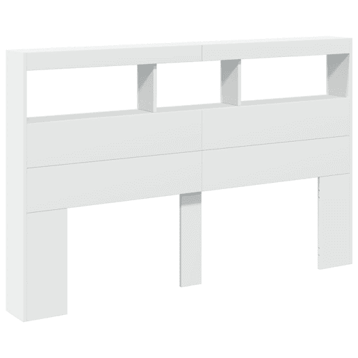 Armário de Cabeceira - Cabeceira de cama com luzes LED 160x17x102 cm branco