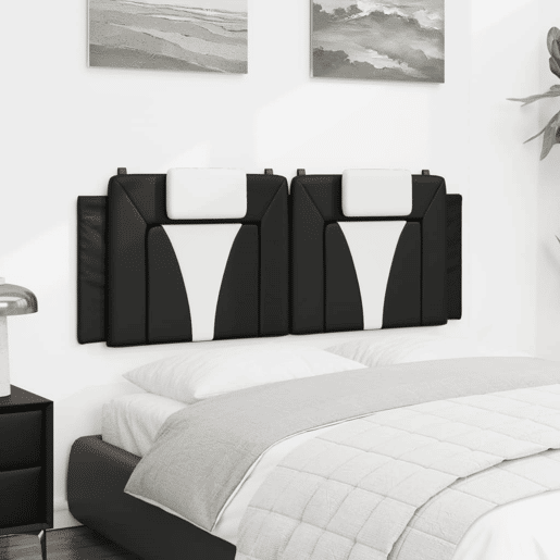 Almofadão de Cabeceira - Cabeceira de cama 140 cm couro artificial preto e branco