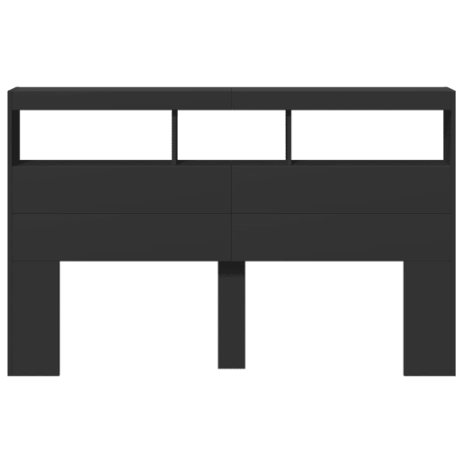 Armário de Cabeceira - Cabeceira de cama com luzes LED 160x17x102 cm preto