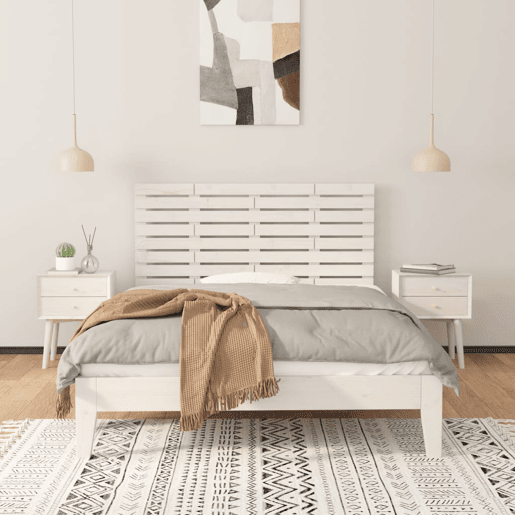 Cabeceira - Cabeceira de cama de parede 126x3x63 cm madeira de pinho maciça branco