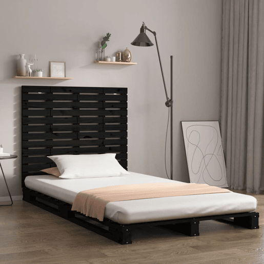 Cabeceira - Cabeceira de cama de parede 106x3x91,5 cm madeira de pinho maciça preto