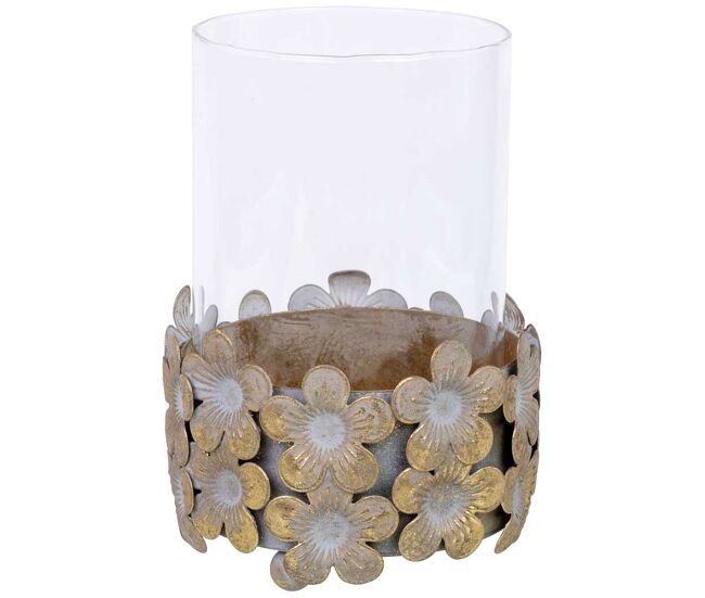 Candelabro de metal blanco 10x10x14h cm