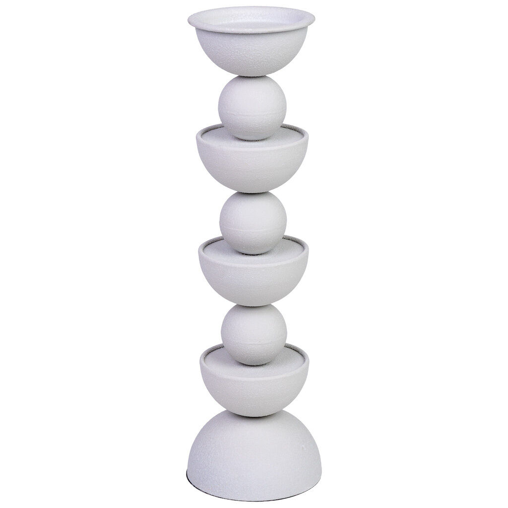 Portavelas de metal blanco 12.5x12.5x43h cm