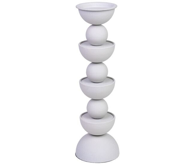 Portavelas de metal blanco 12.5x12.5x43h cm