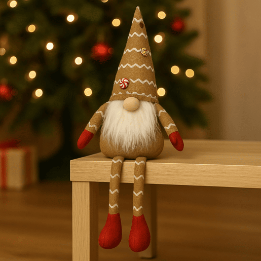 Decoração de Natal de gnomo de pés longos com chapéu, design nórdico original