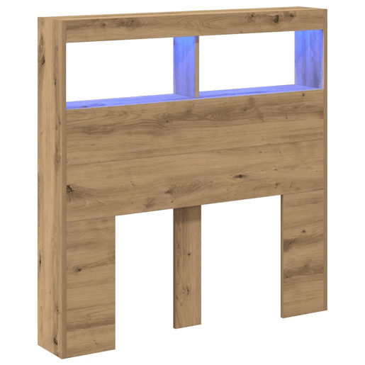 Armário Cabeceira - Cabeceira de cama c luzes LED 100x17x102 cm carvalho artisiano