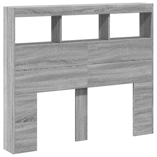 Armário de Cabeceira - Cabeceira de cama c luzes LED 120x17x102 cm cinzento sonoma