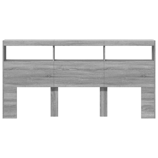 Armário de Cabeceira - Cabeceira de cama c luzes LED 200x17x102 cm cinzento sonoma