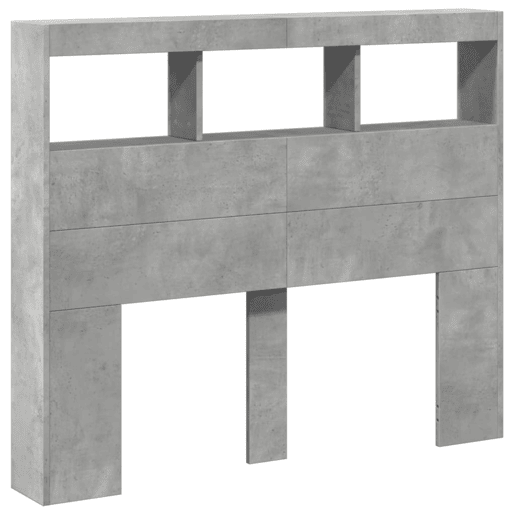 Armário de Cabeceira - Cabeceira de cama c luzes LED 120x17x102cm cinzento cimento
