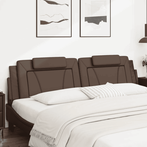 Almofadão de Cabeceira - Cabeceira de cama 200 cm couro artificial castanho