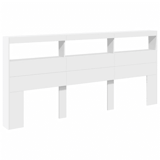 Armário de Cabeceira - Cabeceira de cama com luzes LED 220x17x102 cm branco