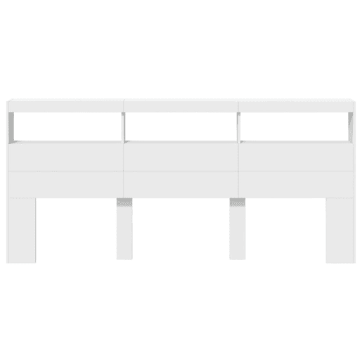 Armário de Cabeceira - Cabeceira de cama com luzes LED 220x17x102 cm branco
