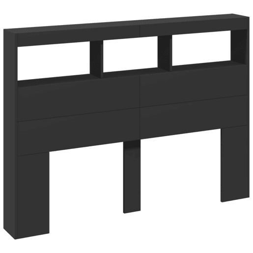 Armário de Cabeceira - Cabeceira de cama com luzes LED 140x17x102 cm preto
