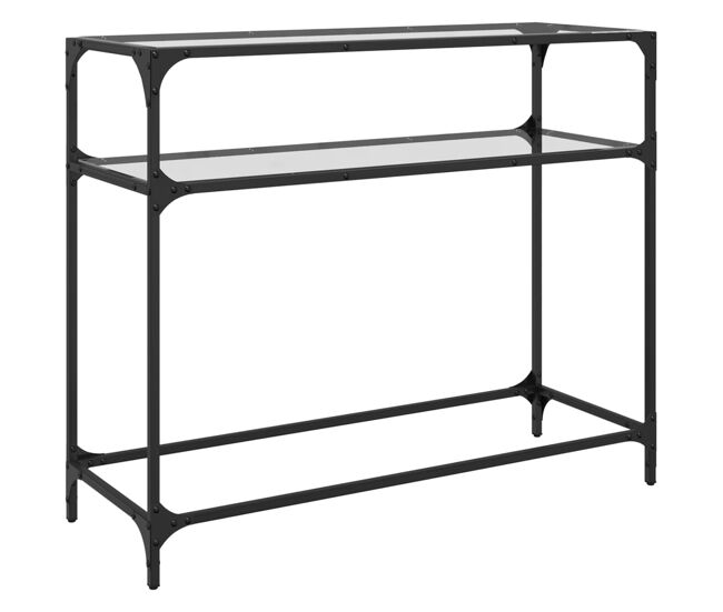 Mesa consola - mesa de entrada superficie vidrio transparente acero 98x35x81 cm