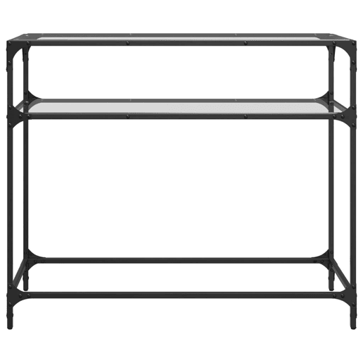 Mesa Consola - Mesa De Entrada com tampo em vidro transparente 98x35x81 cm aço