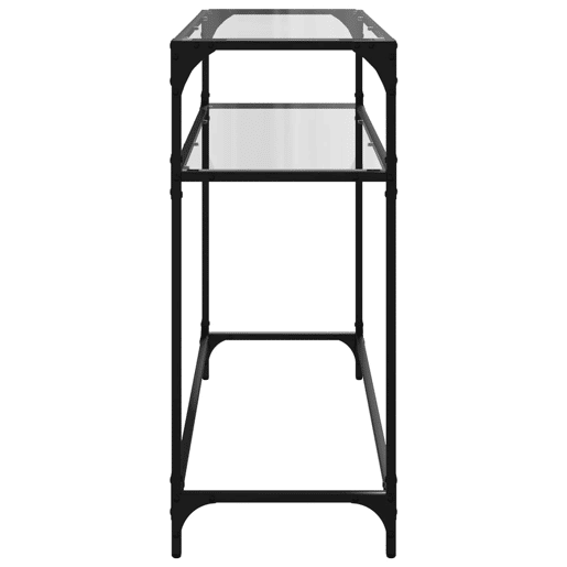 Mesa Consola - Mesa De Entrada com tampo em vidro transparente 98x35x81 cm aço