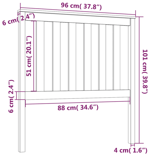 Cabeceira - Cabeceira de cama 96x6x101 cm pinho maciço preto