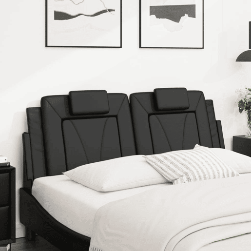 Almofadão de Cabeceira - Cabeceira de cama 140 cm couro artificial preto