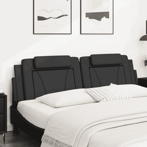 Almofadão de Cabeceira - Cabeceira de cama 180 cm couro artificial preto