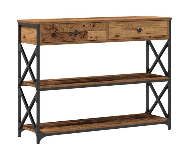Mesa de consola - mesa de entrada con cajón madera vieja 100 x 28 x 75 cm