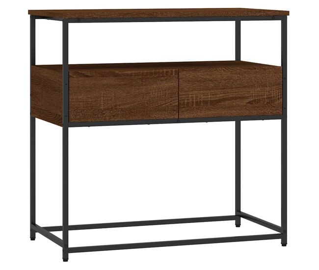 Mesa consola - mesa de entrada madera de ingeniería marrón roble 75x40x75 cm