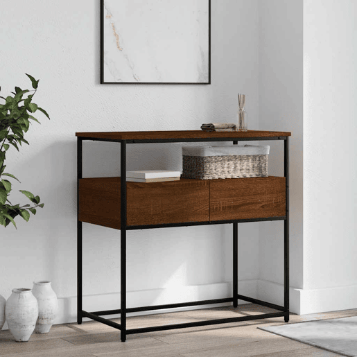 Mesa Consola - Mesa De Entrada 75x40x75 cm derivados de madeira carvalho castanho
