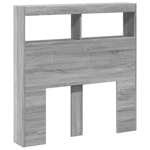 Armário de Cabeceira - Cabeceira de cama c luzes LED 100x17x102 cm cinzento sonoma