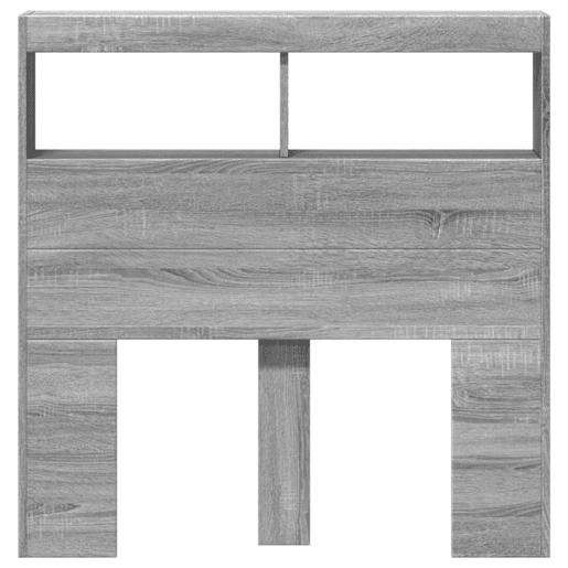 Armário de Cabeceira - Cabeceira de cama c luzes LED 100x17x102 cm cinzento sonoma