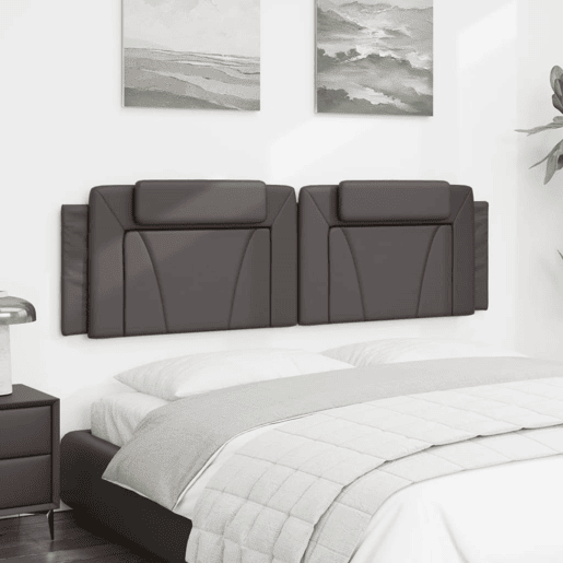 Almofadão de Cabeceira - Cabeceira de cama 180 cm couro artificial cinzento