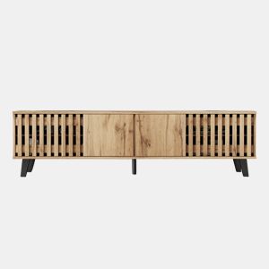Móvel de TV 180x40x55 cm - 8 compartimentos, suporte para TV, centro de entretenimento - Cor madeira original