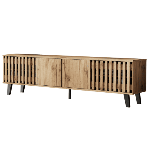 Móvel de TV 180x40x55 cm - 8 compartimentos, suporte para TV, centro de entretenimento - Cor madeira original Móvel de TV 180x40x55 cm - 8 compartimentos, suporte para TV, centro de entretenimento - Cor madeira original
