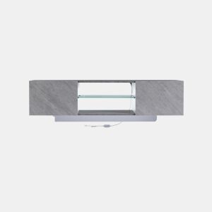 Móvel para TV 180x40x46,5 cm - TV Schrank com Bluetooth-LED, Lowboard para televisores de 606570 polegadas - Branco e cinzento
