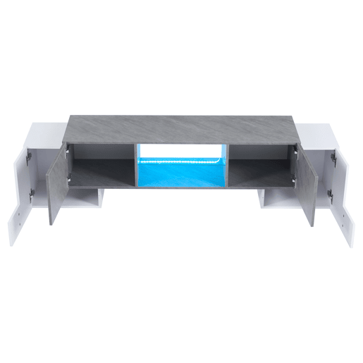 Móvel para TV 180x40x46,5 cm - TV Schrank com Bluetooth-LED, Lowboard para televisores de 606570 polegadas - Branco e cinzento