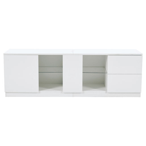 Móvel de TV 160x40x52 cm - Kommode Hochglanz com LED - Branco