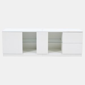 Móvel de TV 160x40x52 cm - Kommode Hochglanz com LED - Branco