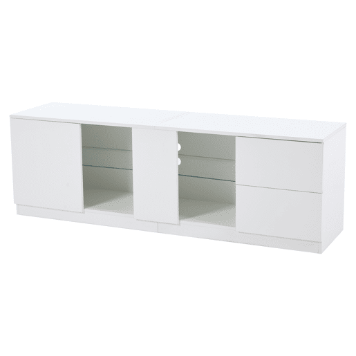 Móvel de TV 160x40x52 cm - Kommode Hochglanz com LED - Branco