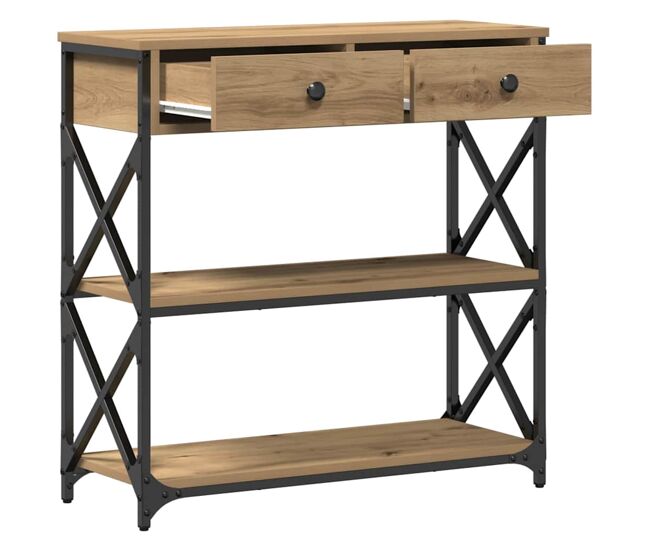 Mesa de consola - mesa de entrada con cajón roble artisan 75 x 28 x 75 cm