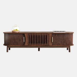 Móvel para TV 165x39,5x46 cm - Lowboard-TV-Schrank com porta deslizante e porta basculante - Castanho