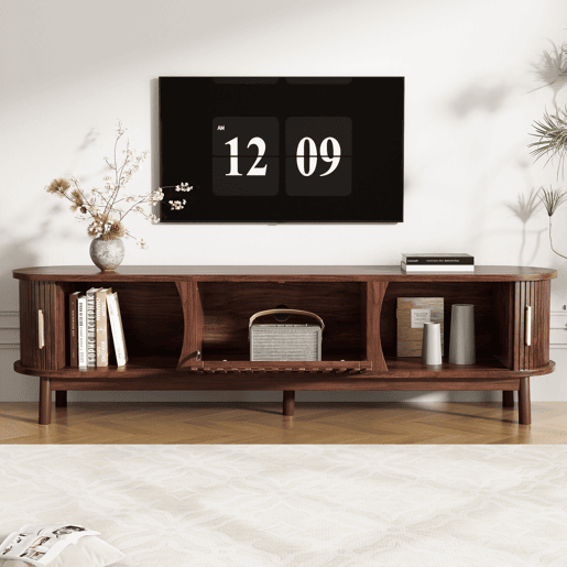 Móvel para TV 165x39,5x46 cm - Lowboard-TV-Schrank com porta deslizante e porta basculante - Castanho
