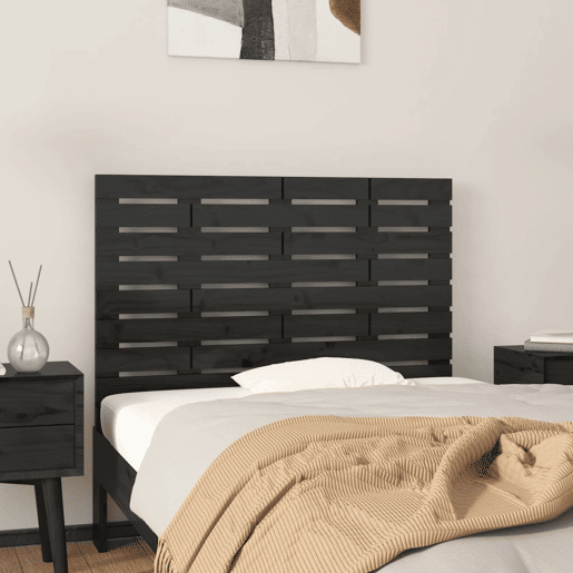 Cabeceira - Cabeceira de cama de parede 81x3x63 cm madeira de pinho maciça preto