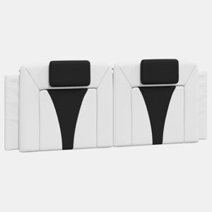 Almofadão de Cabeceira - Cabeceira de cama 140 cm couro artificial branco e preto