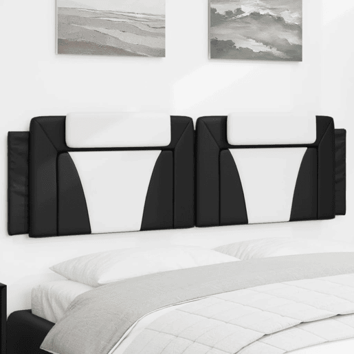 Almofadão de Cabeceira - Cabeceira de cama 180 cm couro artificial preto e branco