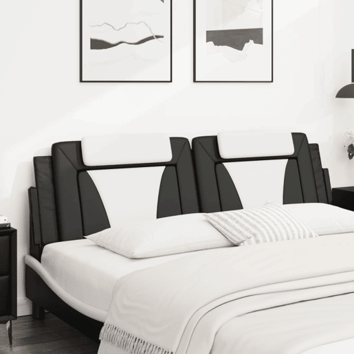 Almofadão de Cabeceira - Cabeceira de cama 180 cm couro artificial preto e branco