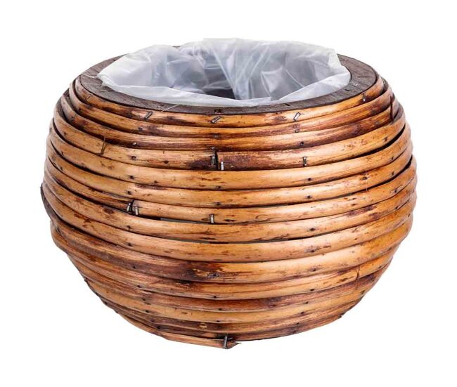 Cesto de bambú marrón redondo 21x17x14h cm